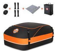 Sailnovo Cofre de Techo Suave - 15 cúbicos/430 L Impermeable, tapete Antideslizante, 4 Ganchos de Puerta, Bolsa de Almacenamiento para Techo de Coche para la Parte Superior del vehículo, Naranja