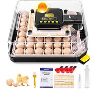 Sailnovo Incubadora de huevos automática, 48 huevos - Rotación automática, control preciso Temperatura/Humedad, Vista 360°, Mire-Huevos Integrado - Ideal para huevos de gallina/pato/codorniz gris