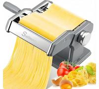 Sailnovo Maquina Para Hacer Pasta, 150 aleación de aluminio Maquina Pasta Fresca, con 7 Ajustes de espesor ajustables y 2 máquinas de corte, Maquina Pasta es muy adecuado para pasta(Plata)