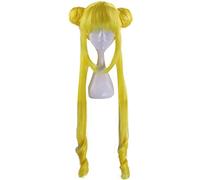 Sailor Moon Cosplay Peluca Doble Cola De Caballo Larga Recta Rubia Limón Amarillo Sintético Cosplay Peluca Para Fiesta De Disfraces De Halloween Amarillo