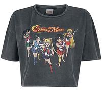 Sailor Moon Group Mujer Camiseta Negro S 100% algodón Ancho