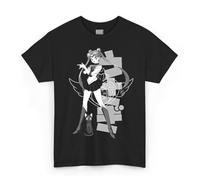 Sailor Moon - Sailor Moon e Luna, camiseta negra, manga corta, unisex adultos, 100% algodón, idea regalo Anime Manga, Negro , S