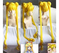 Sailor Moon Tsukino Usagi 100cm Long Lemon Blonde Heat Resistant Synthetic Hair Cosplay Costume Wig + Free Wig Cap