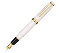 Sailor Pluma estilográfica Pro Gear Slim White | Bolígrafo de resina con herrajes dorados | Grosor del plumín M | Elegante caja de regalo