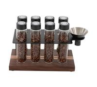 SailorMoon 8 tubos de granos de café de 19,2 x 8,5 x 11 cm, tubos de café con soporte, embudo y válvula de purga desechable, contenedor de almacenamiento portátil para el hogar, la oficina