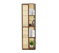 SailorMoon Estantería giratoria de 34,5 x 34,5 x 123 cm, 10 kg, ajuste de almacenamiento versátil, estantería de 360 grados, estantería giratoria de 4 pisos para salón, comedor (marrón bronceado