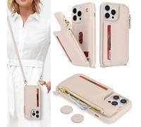 SailorTech Para iPhone 13 Pro Max Funda de teléfono con tarjetero de crédito para mujeres, iPhone 13 Pro Max Funda de cuero tipo cartera Crossbody con ranuras para tarjetas de crédito Cremallera a pru
