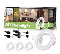 sailsco Juego de 4 focos empotrables, orientables 30°, GU10, marco de techo plano para corte de 70 mm, resistente a salpicaduras para baño, cocina, interior y exterior, color blanco