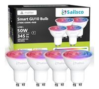 Sailsco Matter Alexa Bombilla Inteligente GU10,Lámpara WiFi LED compatible Smart Life,Bombilla regulable blanco cálido-blanco frío y multicolor,Control mediante APP,No necesita hub,4,5W 345LM,4 Piezas