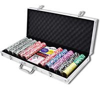 SAILUN Juegos de Cartas Profesionales de Plata Accesorios Juegos de póker Aluminio Incl. 500x fichas de póker láser 2X mazos de póquer 5X Dados 2X Teclas 3X botón de Distribuidor