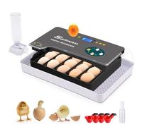Sailvono 20 Incubateur entièrement automatique, avec ajout d'eau externe, contrôle de la température, éclairage LED, retournement automatique des œufs, de poules - Noir