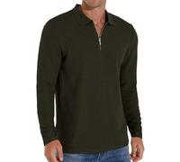 Sailwind Camisas Polo para Hombre Tops de Manga Larga con Textura Waffle Camisas Polo con Cremallera de un Cuarto Camisetas Casuales para Hombre, Ejercito Verde, S