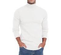 Sailwind - Jersey de punto para hombre, suéter de ajuste delgado, cuello alto, básico, para invierno, de manga larga, suéteres, blanco, XXL