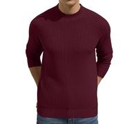 Sailwind Jumper para Hombres Cuello Redondo Vintage Slim Lana Prendas De Punto para Hombres Classic Warm Mens Sweater (Rojo Vino, L)