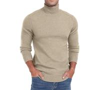 Sailwind - suéter de punto para hombre, con cuello alto, ajuste delgado, de manga larga, básico, para invierno, casual, caqui, XXL