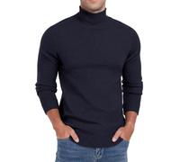 Sailwind - Suéter de punto para hombre, jersey de ajuste delgado, cuello alto, básico, para invierno, de manga larga, casual, azul marino, M