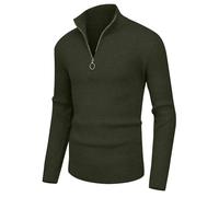 Sailwind Suéteres suaves para hombre, con cremallera de un cuarto, suéter clásico acanalado de cuello alto para hombre, Ejercito Verde, L