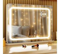 Saimeihome Hollywood Espejo de maquillaje con iluminación, 80 x 55 cm, espejo Hollywood con 3 temperaturas de color, regulable, gran espejo de maquillaje con control táctil, puerto USB, como espejo de