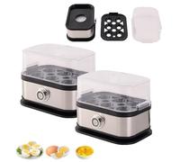 Sainless Steel Egg Cooker, Smart Egg Cooker with Auto Shut Off, Easy Eggs Boiling, with Tray Cover, One-touch Operation, 3 Modes (2PCS)