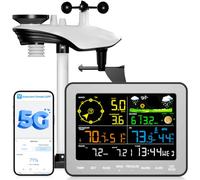 Sainlogic Estación meteorológica WiFi 12 en 1 con IA, pluviómetro, medidor | Pantalla a color, pronóstico del tiempo preciso, barómetro, humedad, fase lunar, 2 años de memoria y exportación a Excel