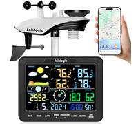 Sainlogic WiFi Estación Meteorológica Inteligente, Pronóstico Meteo IA 24/7 Weatherseed®, Alarma App/Correo Electrónico, Anemómetro y Pluviómetro Digitales, Almacenamiento de Datos de 2 Años