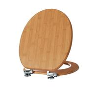 SAINOS, Asiento de inodoro de bambú con dispositivo de descenso automático, tapa de inodoro de madera, calidad estable, fácil limpieza (bambú)