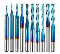 SainSmart 10 molinos de punta espiral para nariz de bola de 2 flautas, vástago de 1/8 pulgadas, diámetro de corte de 0,8 mm a 2,5 mm, fresas CNC para trabajar madera, acrílico, MDF, PVC, ABS, BN10A