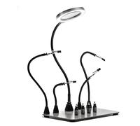 SainSmart Estación de soldadura magnética para manos de ayuda con una base más grande, lámpara de aumento LED, 4 soportes para placa de circuito PCB y 4 manos magnéticas flexibles