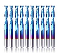 SainSmart Genmitsu 10 piezas Nano Blue Coat Flat Nose End Mill CNC Router Bits, 1/8" Shank Spiral Upcut 2 Flute End Mill Set (3.175 x 17 x 38mm)