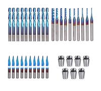 SainSmart Genmitsu Nano Blue Coat Fresa de extremo CNC Router Bits Essential Kit, 3 cajas de brocas (30 bits) y 1 caja ER11 juego de pinzas de resorte