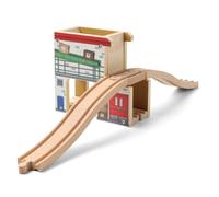 SainSmart Jr. Accesorios para vías de tren de madera, juego de puente de viaducto de doble piso, piezas de pista de tren de madera compatibles con Thomas, Brio, madera dura resistente para un juego