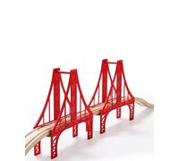 SainSmart Jr. Juego de Accesorios de Tren de Madera, Juego de Puente de Doble suspensión, Compatible con Brio, Thomas, Melissa y Doug
