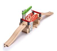 SainSmart Jr. Juego de accesorios de tren de madera, juego de puente de elevación móvil con pista para niños, compatible con Thomas, Brio, Chuggington, Melissa y Doug
