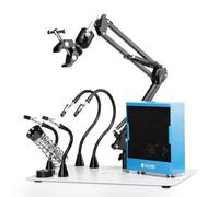 SainSmart Soldadura magnética Helping Hands, extractor de humos de soldadura, soporte para pistola de aire caliente 360, placa base resistente de 13.7 x 9 pulgadas, brazos flexibles, herramienta de