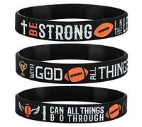 Sainstone Power of Faith - Pulseras de silicona con escrituras inspiradoras Efesios 6:10, Mateo 19:26, Filipenses 4:13, pulseras motivacionales regalos para deportes, hombres y mujeres, Unisexo