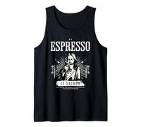 Saint Espresso is Saint - Popular café Iglesia con Texto en alemán Camiseta sin Mangas
