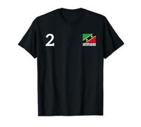 Saint Kitts and Nevis Número 2 Bandera Nacional País Camiseta