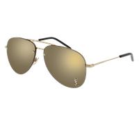 SAINT LAURENT Unisex CLASSIC 11 M 004 Gafas de sol Metal Oro Cobre Piloto Normal Espejo