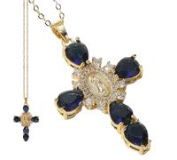 Saint Mary Cross Pendant - Virgin Mary Necklace, Religious Jewelry Accessory, Elegant Cross Necklace, Female Fashion Jewelry, Spiritual Blessing Charm | Special Occasion , Perfect Party Wedding