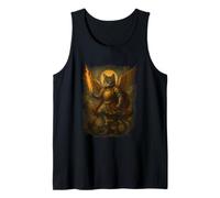 Saint Meowchael Arcángel Gato Divertido Ángel Gato Matando Demonio Camiseta sin Mangas