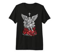 Saint Michael Archangel Defeating Satan Camiseta Premium