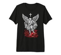 Saint Michael Archangel Defeating Satan Camiseta Premium