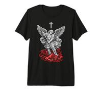 Saint Michael Archangel Defeating Satan Camiseta Premium
