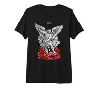 Saint Michael Archangel Defeating Satan Camiseta Premium