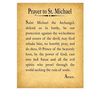Saint Michael the Archangel Prayer Print Christian Wall Art Religious Prayer Decor Inspirational Scripture Art(Framed,12x18inch(30x45cm))