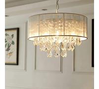 Saint Mossi Lámpara LED de cristal Gota de agua K9, Montaje empotrado Lámpara de colgante de techo para Comedor, Dormitorio, Salón E27 Bombilla Ancho 43 x Alto 27 cm