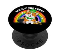 Saint Patrick's Day St. Paddy's Irish Luck O Corgi Dog Lover PopSockets PopGrip Adhesivo
