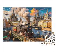 Saint Petersburg Puzzle para niños y niñas 1000 Piezas Recyclable Steam Train Puzzle Divertido and Challenging Family Game Excelente Idea de Regalo for Child‘s Birthday 52x38cm/1000pcs