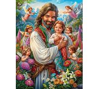 Sainte Famille Avec Des anges Puzzle 500 Piezas Cartón Grueso para Adultos Mitos fantásticos Entretenimiento Casero Alivio Estrés Compatible Marco Estándar Regalo Original 500 PCS