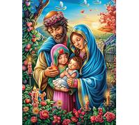 Sainte Famille Dans le Jardin Fleuri Puzzle 500 Piezas Papel Mayores Animal Planta Terapia Ocupacional Alivio Estrés Tiempo Libre En Casa Regalo Original 500 PCS